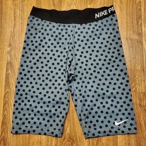 Nike Pro Compression Shorts Women XL Gray Black Polka Dot‎ Athletic Cycling